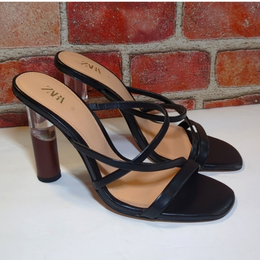 Zara Women's Black Strappy Heels - EUR Size 37